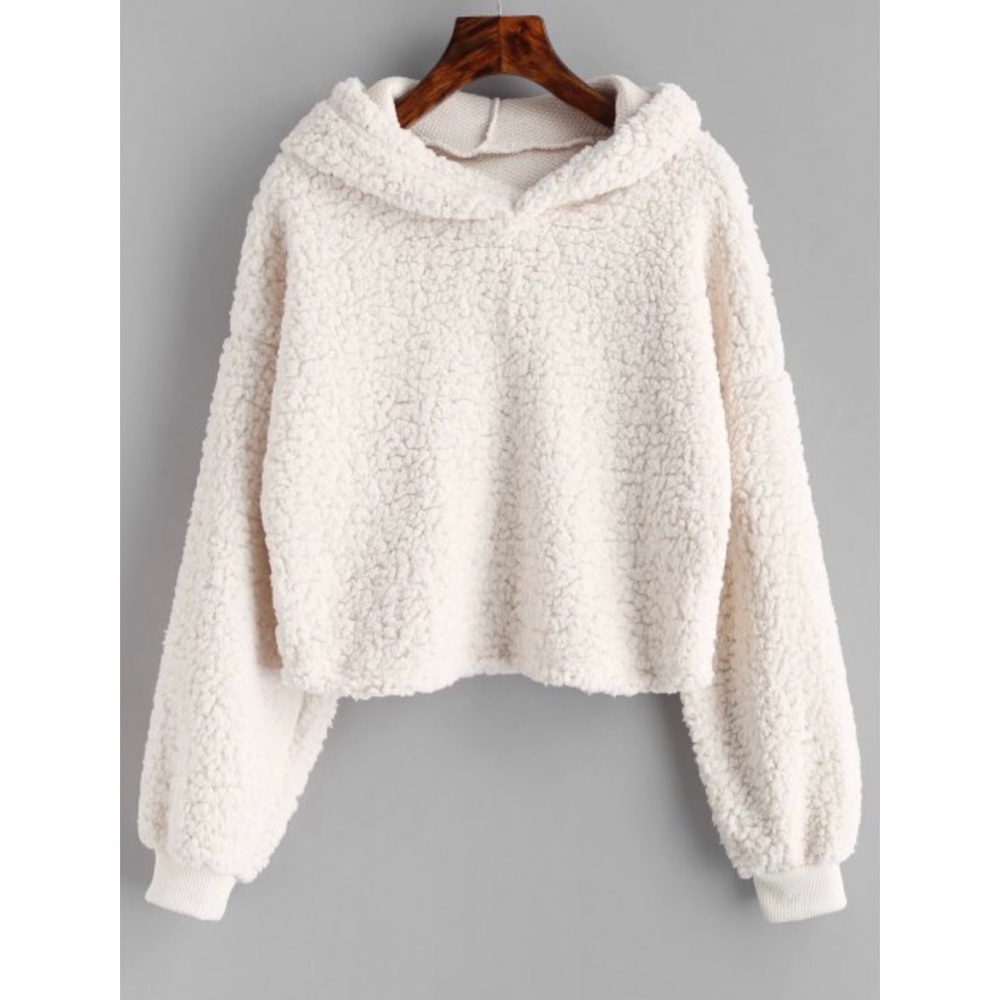 Cropped Faux Fur Hoodie